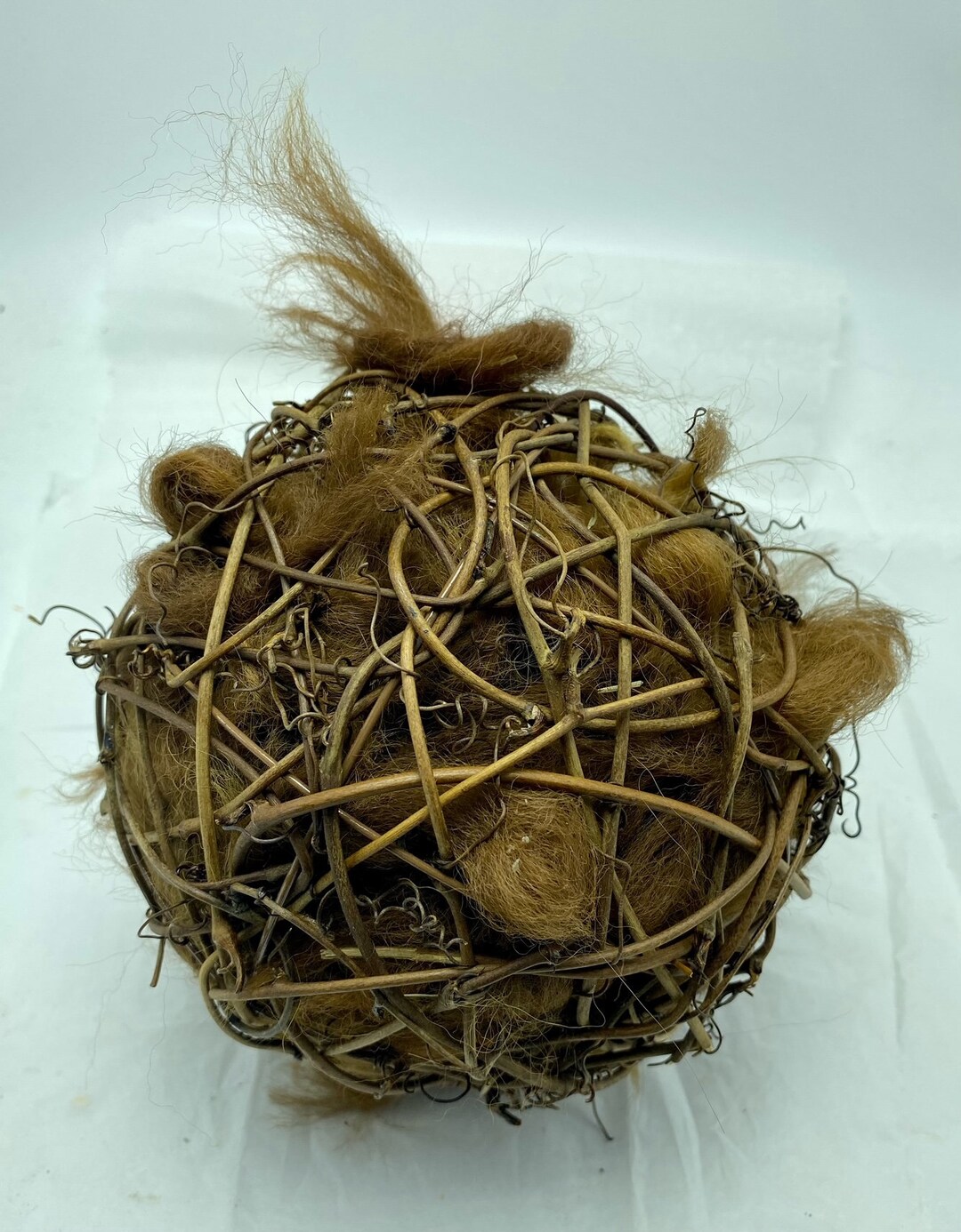 Alpaca Bird Nesting Balls 6 Grapevine Balls Stuffed With Alpaca Fiber