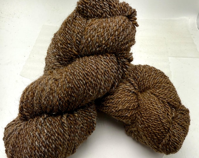 Alpaca Merino Silk Yarn: Brown with blue silk 2-Ply, 200 yds
