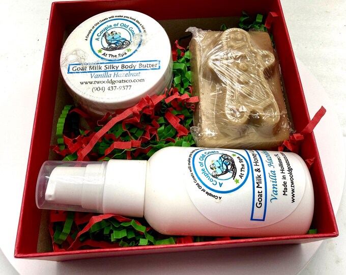 SALE**Small Holiday Gift Set-Perfect for teachers, co-workers, friends  Goat Milk & Honey Lotion Goat Milk Silky Body Butter Goat Milk Soap