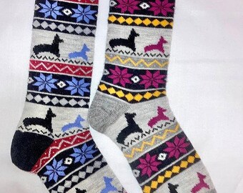 Nordic Alpaca Socks – Scandinavian Blue Patterned Socks