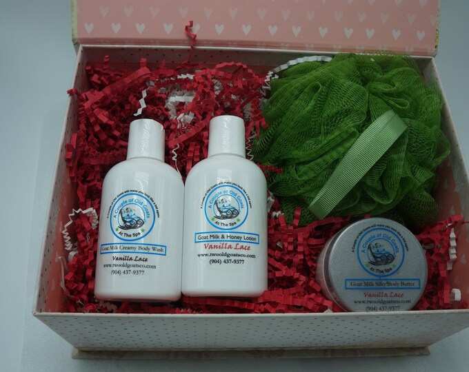 Goat Milk Gift Box Set- moisturize -  Goat Milk Creamy Body Wash, Goat Milk & Honey Lotion and Goat Milk Silky Body Butter