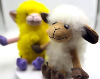 Fluffy Alpaca Fiber Sheep Stuffed Animal: 8" Adorable Plush Toy
