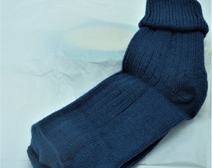 Alpaca socks infused with Aloe - Womens - ribbed stitched - warm dry insulation - fine lustrous alpaca S, M or L  Steel Blue
