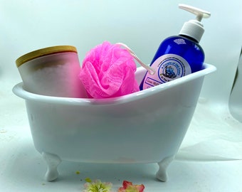 Goat Milk Bath Gift Set: Honey Lotion, Salt Soak & Bath Pouf