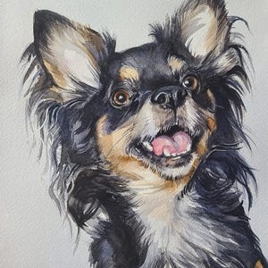 Custom Hand-Painted Watercolor Pet Portrait, Dog Cat Memorial Art, Dog Portrait, Cat Portrait, Pet Loss