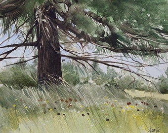 Original Watercolor Landscape Painting, Canadian Landscape
