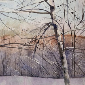 Landscapes, Watercolor Landscapes, Landscape Painting, Tree Painting, Birch Tree, Original Watercolor,