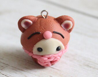 Polymer Clay Charms Keychain Charm Raspberry Sugar Macaron Charm Stitch Marker Necklace Charm Macaron Charm Progress Keeper