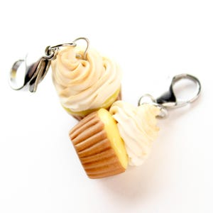Lemon Meringue Cupcake Charm - Polymer Clay Charm - Stitch Marker - Progress Keeper  - Planner Charm - Food Jewelry