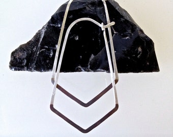 Oxidized ORYX HOOPS - Minimalist Sterling Silver Pointed Hoops - Black and Silver Geometric Hoops