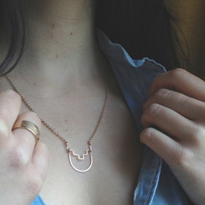 DESCEND NECKLACE - Gold Necklace with Geometric Details - Short Hammered Gold Minimalist Necklace