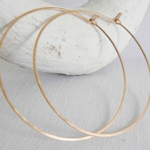 LARGE CIRCLE HOOPS - Classic Circle Hoop Earrings - Hammered Lightweight Hoops in 14k Gold fill, Rose Gold, or Sterling Silver