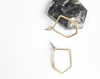 PETITE DART HOOPS - Little Pointed Geometric Hoop Earrings - 14k Gold or Rose Gold Filled, Sterling Silver Angular Hoops