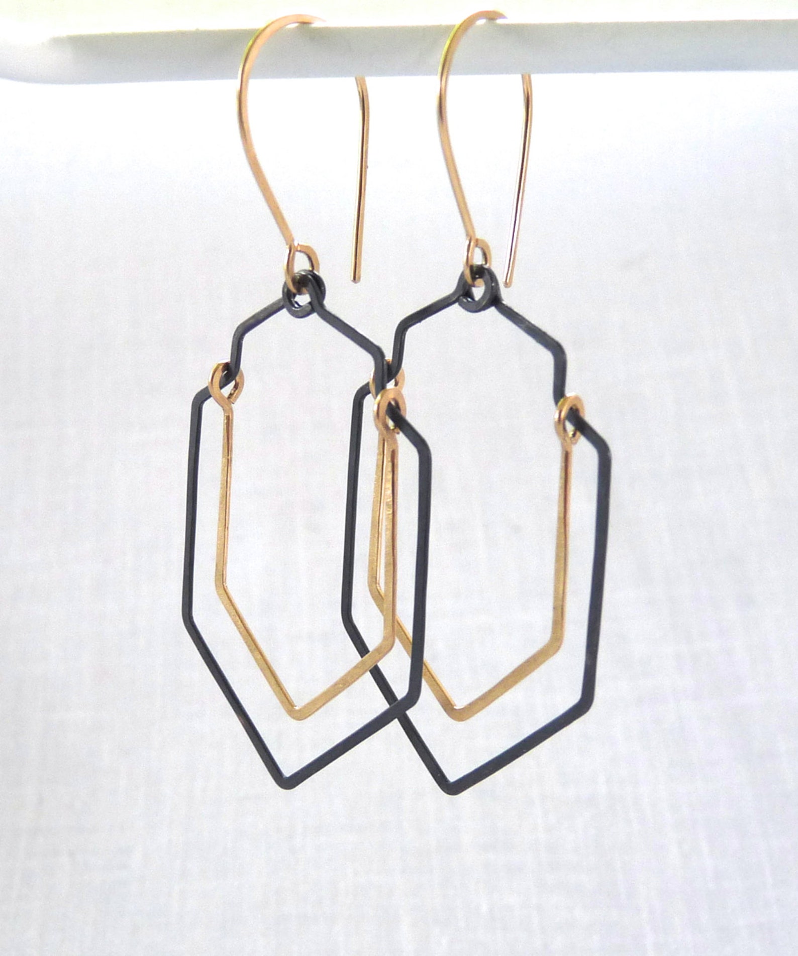 VALLEY EARRINGS Hammered Gold and Oxidized Sterling Silver Etsy