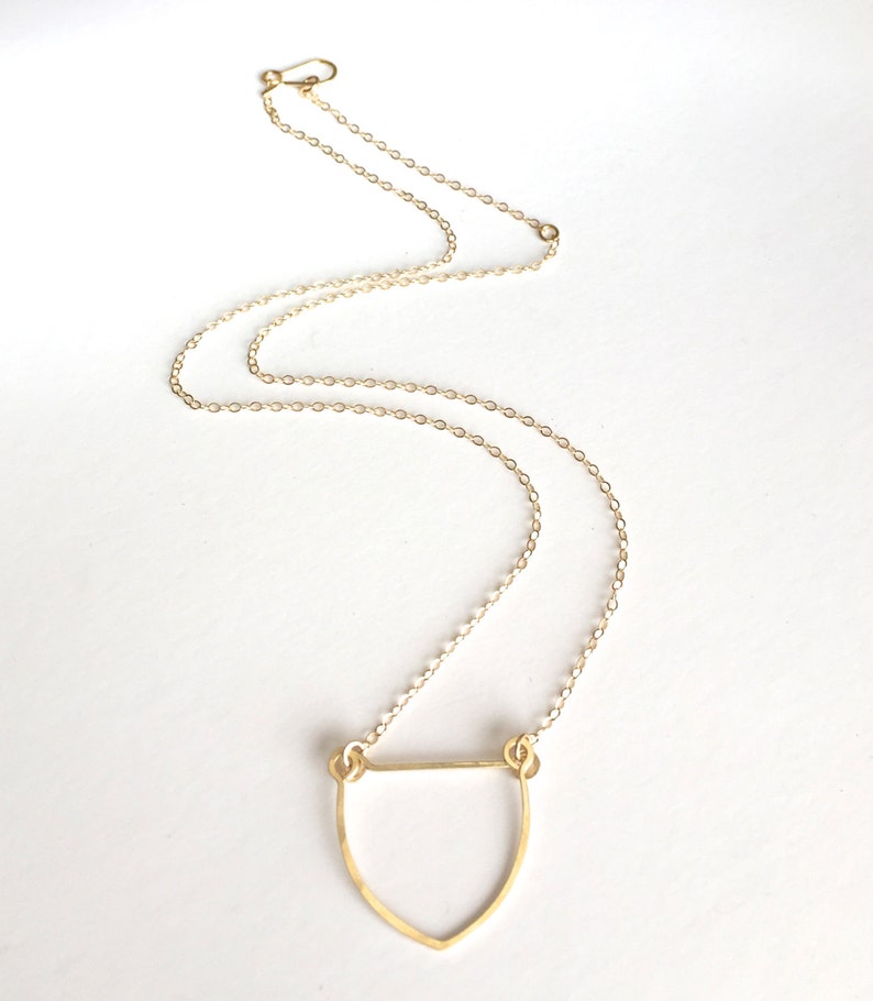 CREST NECKLACE Minimalist Gold Necklace Hammered Arch Necklace Simple Gold Necklace image 3