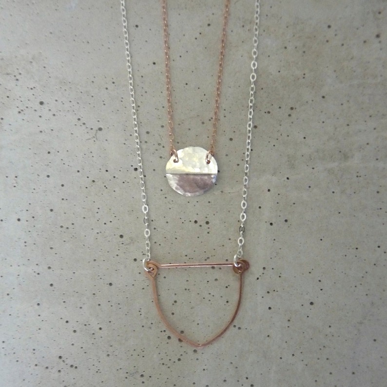 CREST NECKLACE Minimalist Gold Necklace Hammered Arch Necklace Simple Gold Necklace image 5