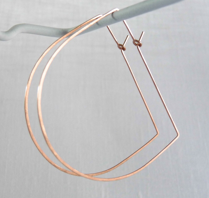 LARGE CRATER HOOPS Semi-Circle Hoop Earrings Half Moon Hoops Arch Hoops 14k Gold Filled, Rose Gold Hoop Earrings image 2