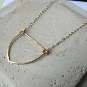 CREST NECKLACE Minimalist Gold Necklace Hammered Arch Necklace Simple Gold Necklace image 1