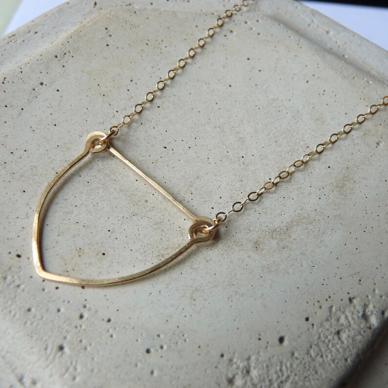 CREST NECKLACE Minimalist Gold Necklace Hammered Arch Necklace Simple Gold Necklace image 1