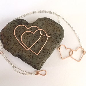 SMALL HEART HOOPS - Heart Hoop Earrings in Sterling Silver, Gold, or Rose Gold