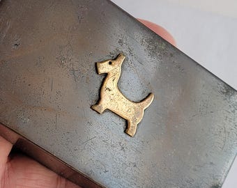 Vintage/Antique Rocking Ink Blotter with Brass Terrier/Scottie Dog