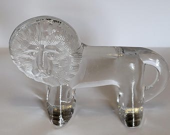 Kristall Löwe von Kosta Boda Paperweight / Dekor, Bertil Vallien ~ Serie Zoo, 1970er Jahre, Skandinavische Kunst