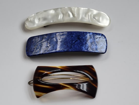 French Hair Clip Barrette Plastic Vintage VTG Retro Made in FRANCE 3D Abstract Amazon.com : 6 Pcs French Oval Hair Barrette Clip Plastic  main image 3