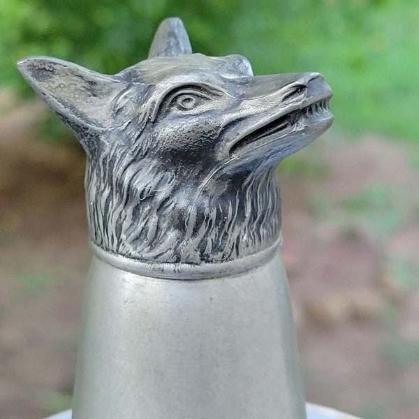 Vintage Pewter Fox Stirrup Goblet