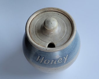 Pottery Honey Jar, Kitchen Storage, Small Jar, Container, Kitchen, Hand made Pottery Signed/Stamped