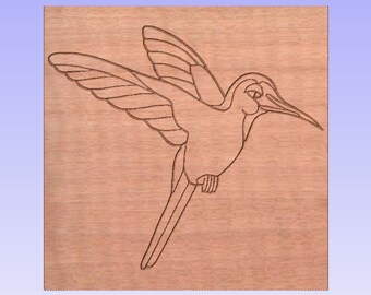 Humming Bird 7w" x 6h" g code cut file immediate instant download grbl and x carve beginner g code files great size for 3018 cnc machine