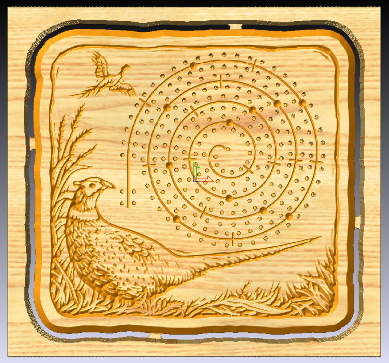 Vector Files Only SVG and DXF Pheasant Cribbage Game Board Wild Fowl in