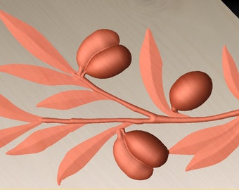 Olive branch Solid 3D model for cnc routers and mills instant download digital delivery in one zip file