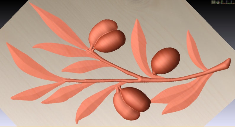 Olive branch Solid 3D model for cnc routers and mills instant download digital delivery in one zip file