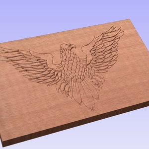 Bald Eagle 2.5D 6 x 10 g code cut file immediate instant download grbl and x carve beginner g code files great size for 3018 cnc machine image 2