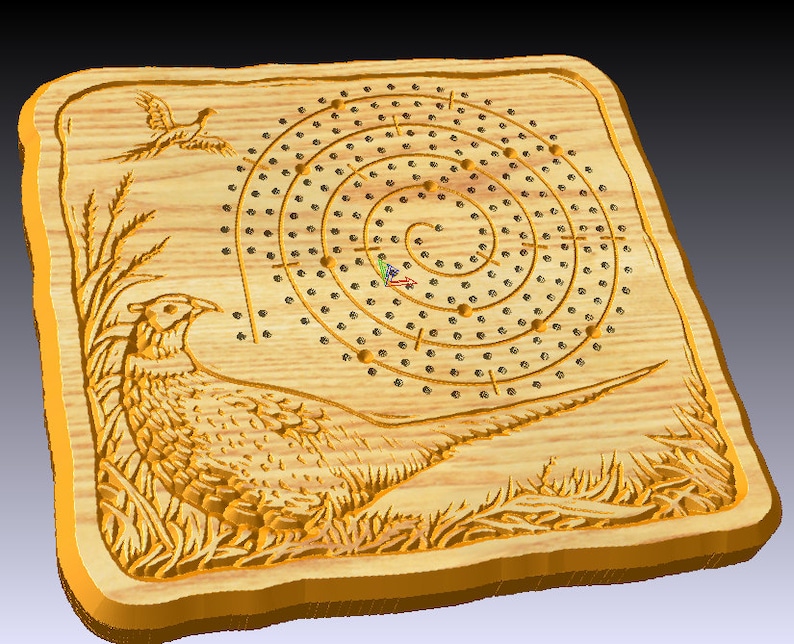 Pheasant Cribbage Game Board Wild Fowl in Rustic Woodland Setting