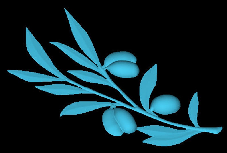Olive branch Solid 3D model for cnc routers and mills instant download digital delivery in one zip file