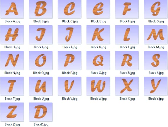 Forte Font Cut File Inch And Metric 6 Alphabet, Set 4 CNC Routers.