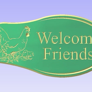 Chicks and Cicken welcome sign 2.5 D image, CNC router g code files immediate download g-code files, unlock power hidden in your CNC machine