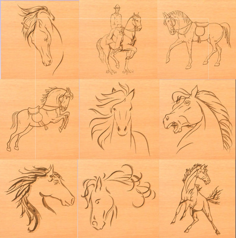 2.5D inch /& metric Horses 9 Cut Files CNC router G code instant download g-code files unlock power hidden in your CNC machine today