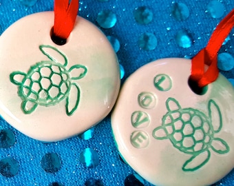 Turtle Ornament in Green for Hanukkah Christmas or Chrismukkah - Kids Ornament - Sea Turtle Ornament - Turtle Gift - Personalized Gift