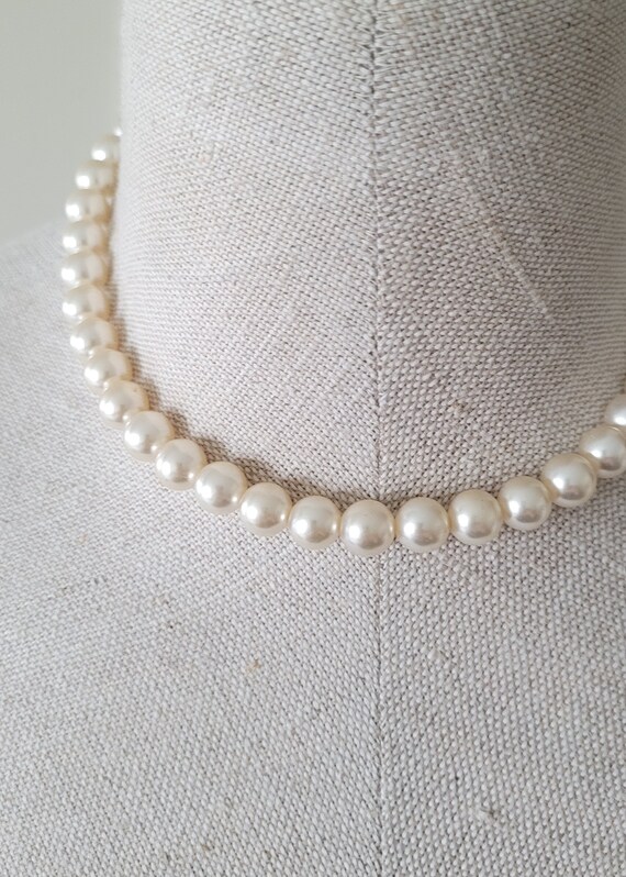 Vintage Faux Pearl Choker Necklace 12 inch JAPAN … - image 1