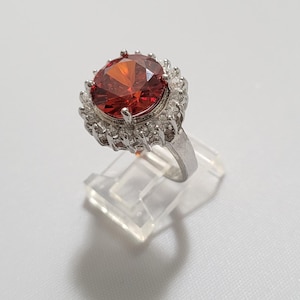 Vintage 7.5 Ring Vintage Faux Ruby Red Silver Toned Ring Vintage Cocktail Ring Vintage Silver Colored Ring Size 7.5 Ring Vintage Jewelry