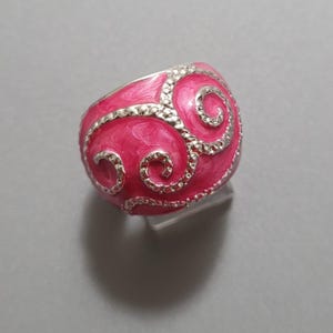 Vintage Size 7. 5 Statement Ring Huge Vintage Fuchsia Ring Large Vintage Ring Vintage Silver Toned Ring Vintage Costume Jewelry