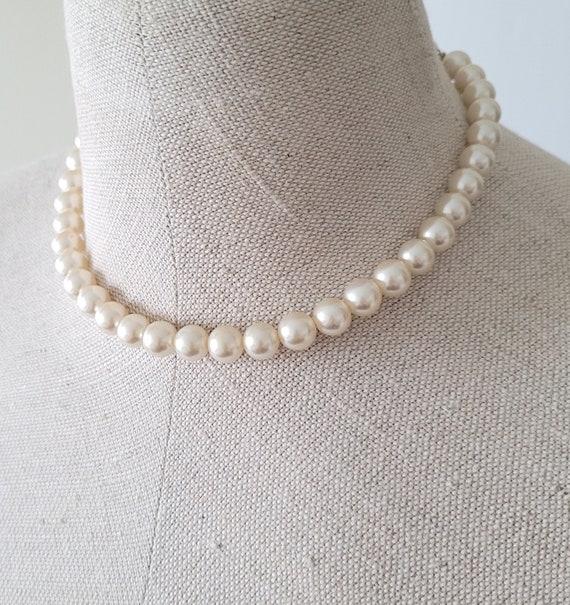 Vintage Faux Pearl Choker Necklace 12 inch JAPAN … - image 2