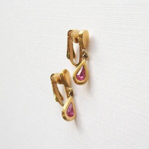 Vintage Earrings Pink Dangle Earrings Pink Rhinestone Earrings Small Dangle Earrings Vintage AVON Clip On Earrings