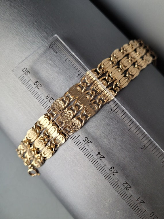 Vintage Bracelet Triple Row and Three Clasp Gold … - image 5