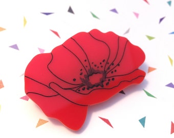 Red Poppy Remembrance Brooch