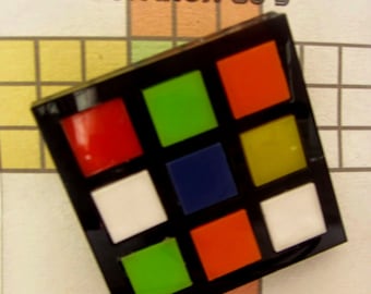 Unisex 80's rubik's cube pin badge inspired pin badge