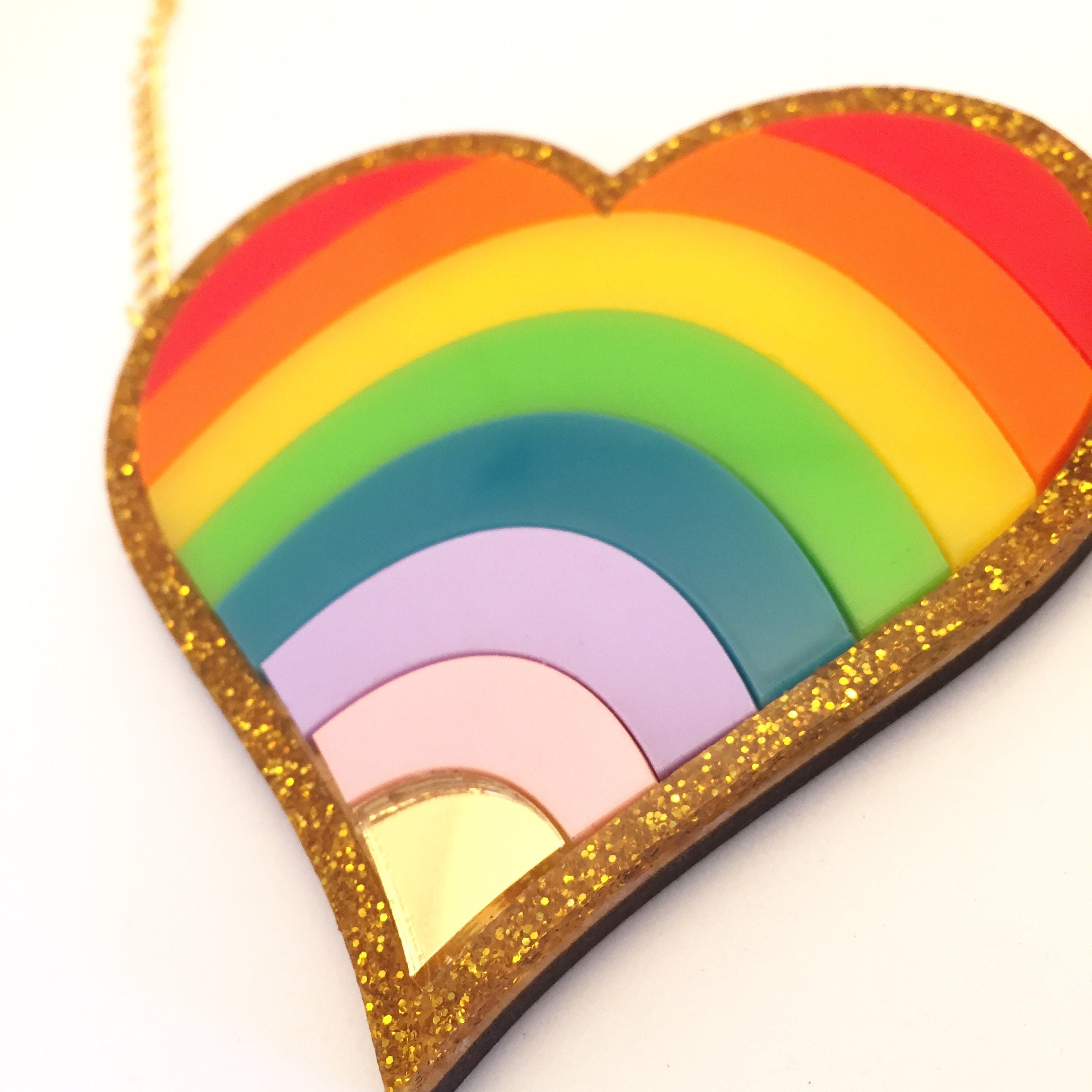 Rainbow heart hotsell gold pendant