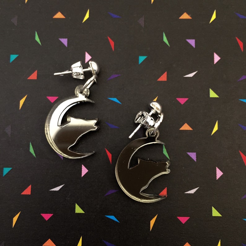 Wolf in Moon Earrings